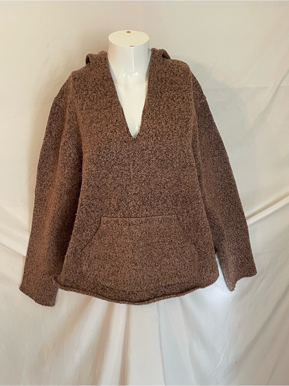 Max Studio Mid-2000s Y2K Marled Knit Pullover Hoodie Sweater